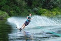 Man water skiing on lake Royalty Free Stock Photo