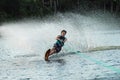 Man water skiing on lake Royalty Free Stock Photo