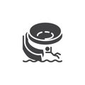 Man on water slide in aqua park vector icon Royalty Free Stock Photo