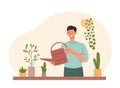 Man watering houseplant