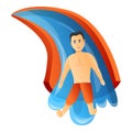 Man waterpark slide icon, cartoon style Royalty Free Stock Photo