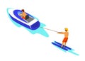 Man waterskiing pulled behind speed boat Royalty Free Stock Photo