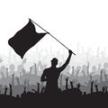 Man waving flag and crowd cheering. Vector illustration decorative design Royalty Free Stock Photo