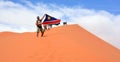 Man waving the flag of Namibia