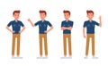 Man wear blue jeans shirt character vector design. no5