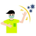 Man wear masks, fight the corona virus and they are not afraid, Vector Illustration