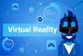 Man Wear Virtual Reality Glasses Modern Vr Goggles Gaming Technology Concept
