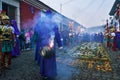 Man wearing ancient Roman military clothes and purple robes in a procession during the Easter celebrations, in the Holy Week, in A