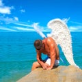 Man Wearing Angel Wings Royalty Free Stock Photo