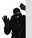 Man wearing black balaclava on white Royalty Free Stock Photo