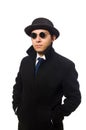 Man wearing black coat isolated on the white Royalty Free Stock Photo