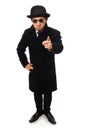 Man wearing black coat isolated on the white Royalty Free Stock Photo