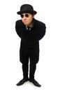 Man wearing black coat isolated on white Royalty Free Stock Photo