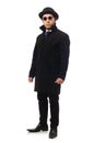 Man wearing black coat isolated on white Royalty Free Stock Photo