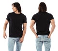 Man wearing blank black shirt Royalty Free Stock Photo