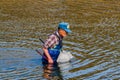 Man wearing blue waders in Kumgang river