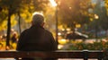 Man Sitting on Bench in Park Royalty Free Stock Photo