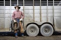 Man Wearing Cowboy Hat Holding Lariat Royalty Free Stock Photo