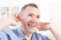 Man wearing deaf aid Royalty Free Stock Photo