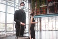 Man wearing face mask waiting for his train Royalty Free Stock Photo