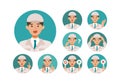 Man wearing factory worker uniform. Factory worker Man cartoon character head collection set. People face profiles avatars and