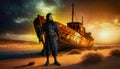 Science Fiction, Apocalypse, Shipwreck, Desert Royalty Free Stock Photo