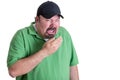 Man Wearing Green Shirt Sneezing Royalty Free Stock Photo
