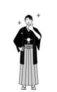 Man wearing Hakama with crest in a confident pose