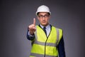 The man wearing hard hat and construction vest Royalty Free Stock Photo