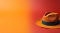 Multi-coloured Minimalism: Orange Hat With Cowboy Imagery