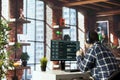Man wearing headphones uses LLM powered chatbot
