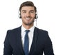 Man wearing headset with stereo headphones Royalty Free Stock Photo