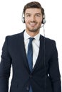 Man wearing headset with stereo headphones Royalty Free Stock Photo