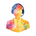 Man wearing a headset and a tie. The tie is yellow Royalty Free Stock Photo