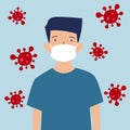 Man wearing hygienic face mask protect Covid-19, (Coronavirus) disease for health care