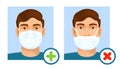 Man wearing hygienic mask to prevent infection. Health care concept.