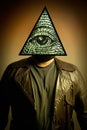 Man Wearing Illuminati Eye of Providence Mask Royalty Free Stock Photo