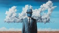Mysterious Man In Suit: A Symbolist Figurative Painting With Environmental Activism Theme