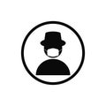 Man wearing mask and hat pictogram vector illustration.Person wear mask protech virus