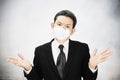 Man wearing mask protect fine dust in air pollution environment