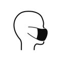 Man wearing medical masks icon. Coronavirus - COVID-19, virus contamination, pollution, antivirus. Disposable medical mask icon.