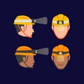 man wearing a miners helmet with lamp and light design vector illustration