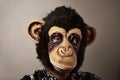 Man wearing a monkey mask, retro Royalty Free Stock Photo