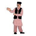 Man wearing the national dress of Pakistan. Shalwar kameez and Sherwani, man portrait Royalty Free Stock Photo