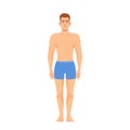 Man Wearing Panties Standing Front View Isolated On White Background. Concept For Anatomy Education, Gender Royalty Free Stock Photo