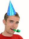 Man wearing a party hat Royalty Free Stock Photo