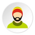 Man wearing rastafarian hat icon circle