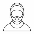 Man wearing rastafarian hat icon, outline style