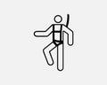 Man Wearing Safety Harness Icon Worker Climber Hanging Black White Icon Vector Royalty Free Stock Photo