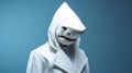 Minimalist Fashion Portrait Of Shark In White Mask